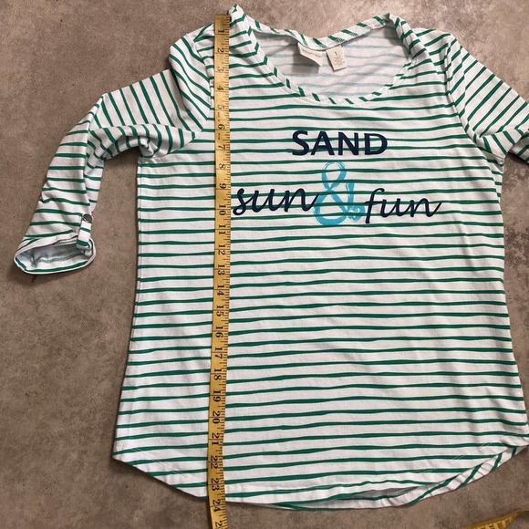 Zenergy by Chicos Shirt Womens‎ Size Medium Striped Sand Sun And Fun Tee - Picture 6 of 11